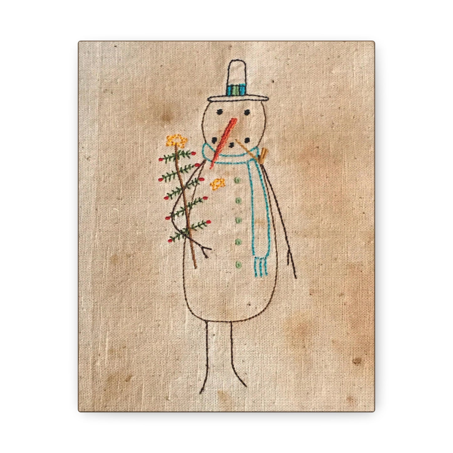 Snowman w/tree - distressed Canvas Gallery Wraps