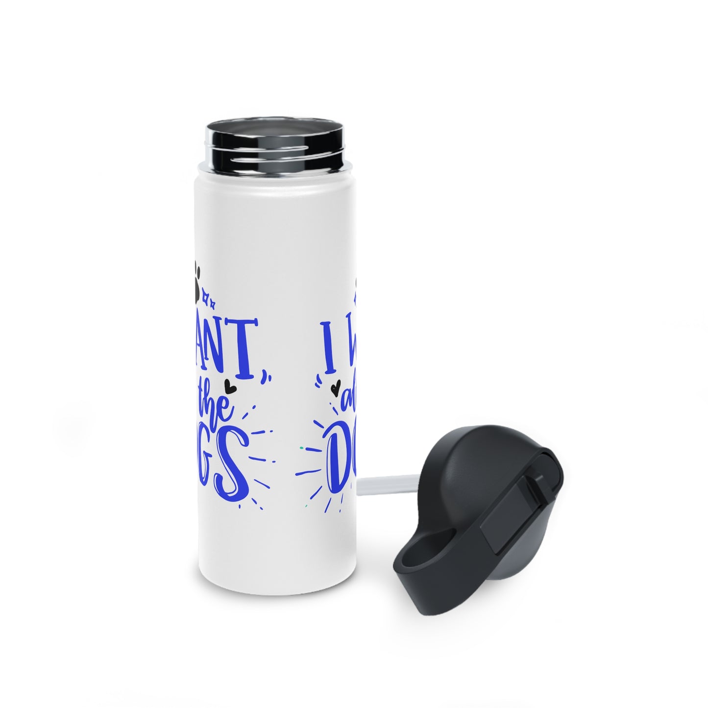 I Want All the Dogs Stainless Steel Water Bottle, Standard Lid