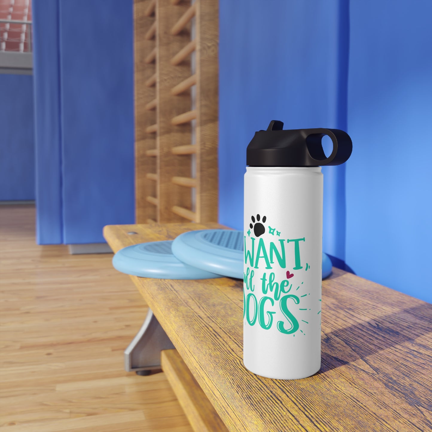 I Want All the Dogs Stainless Steel Water Bottle, Standard Lid