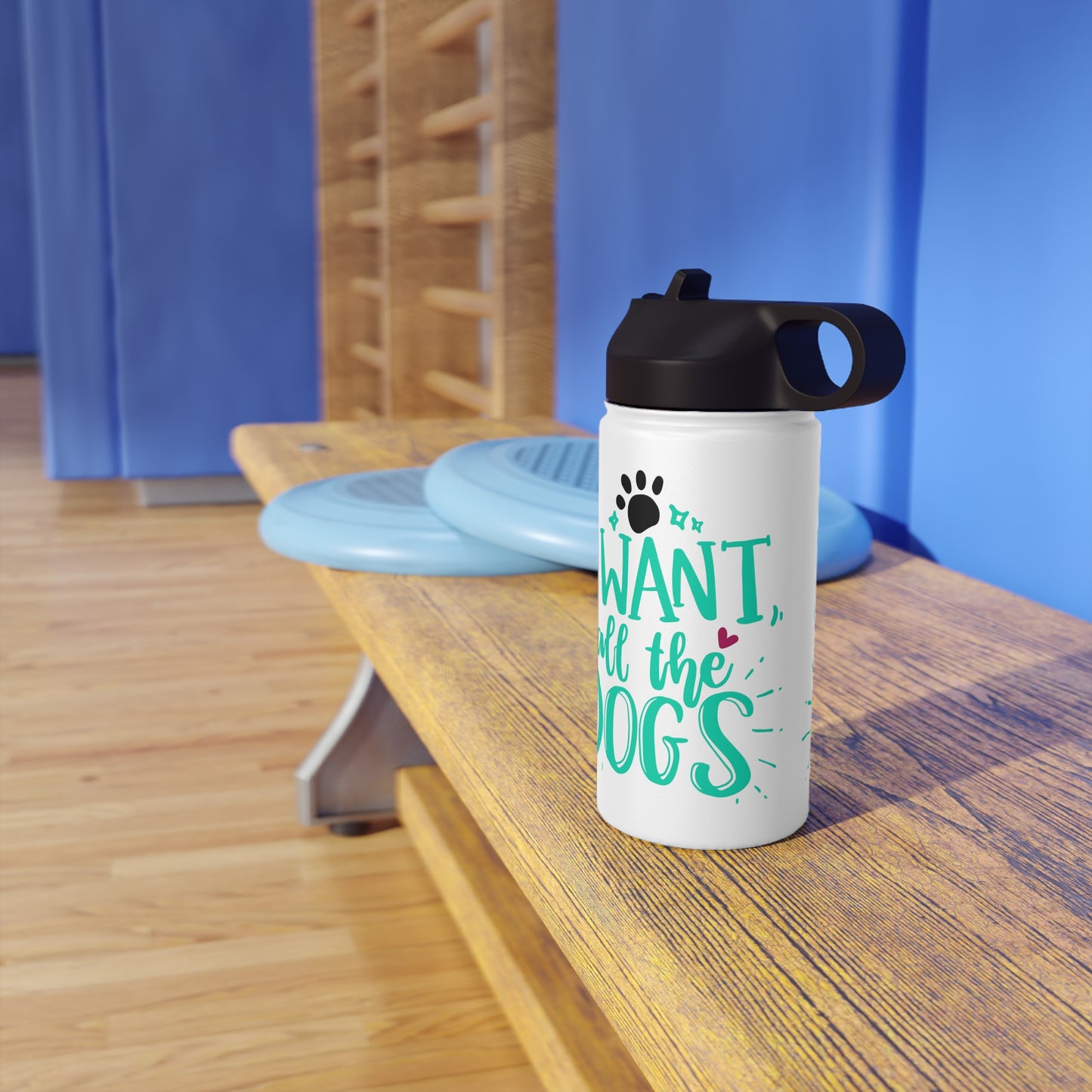 I Want All the Dogs Stainless Steel Water Bottle, Standard Lid