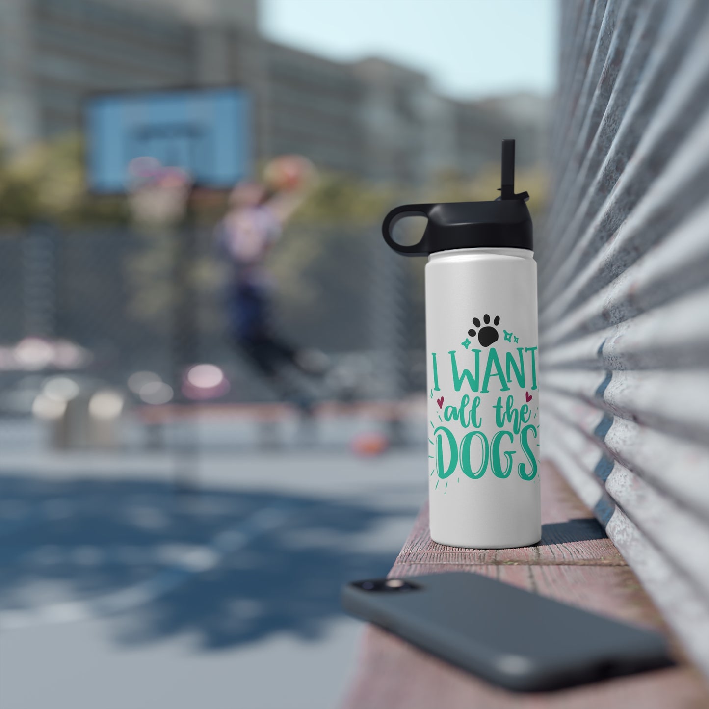 I Want All the Dogs Stainless Steel Water Bottle, Standard Lid