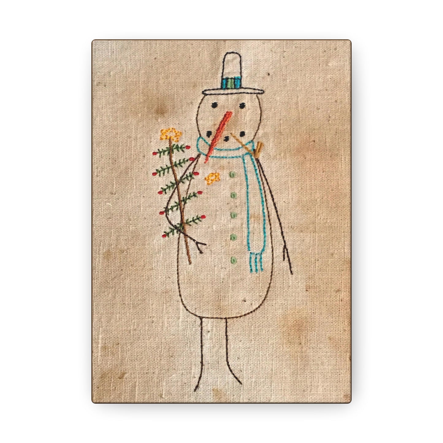 Snowman w/tree - distressed Canvas Gallery Wraps