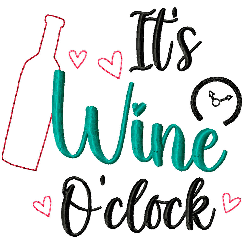 Wine O'Clock Machine Embroidery Design