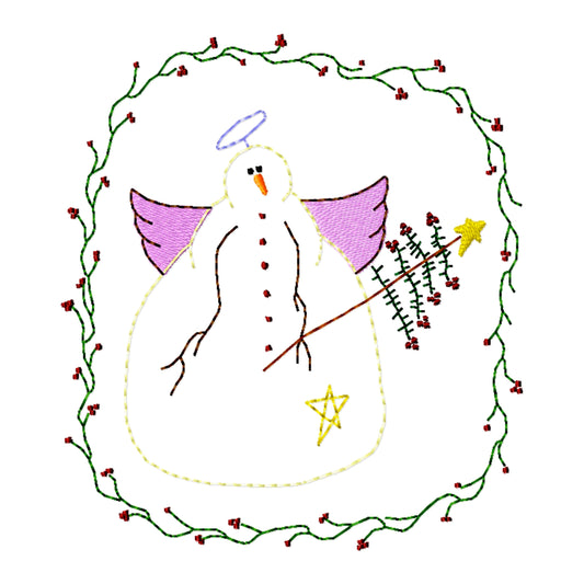 Snow Angel w/Tree Machine Embroidery Design