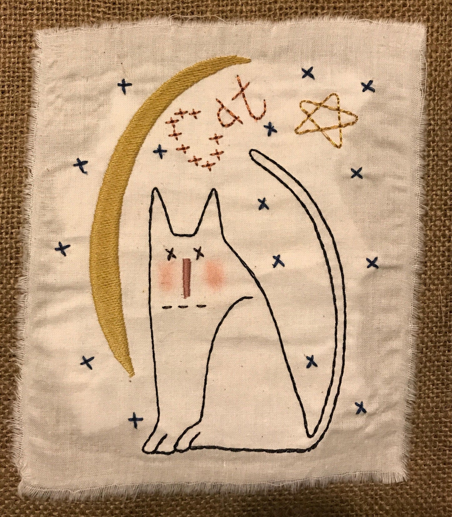 Moon Over Cat Machine Embroidery Design