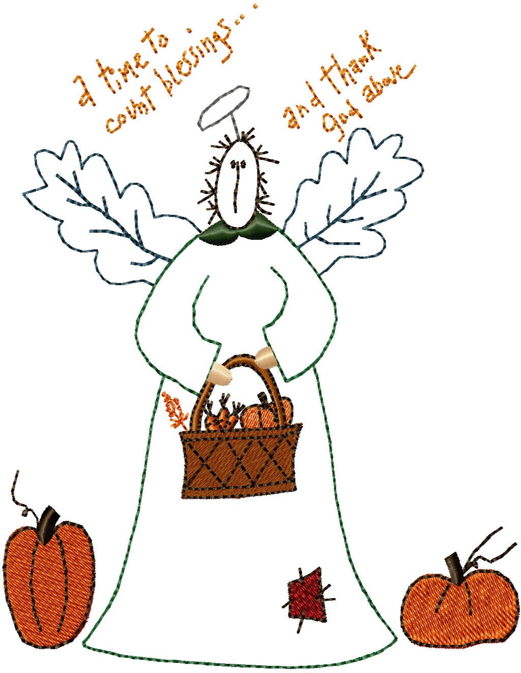 Harvest Angel-outline Machine Embroidery Design