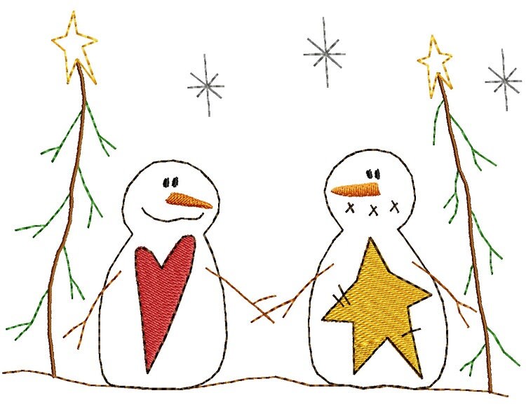 Chunky Snowmen Machine Embroidery Design