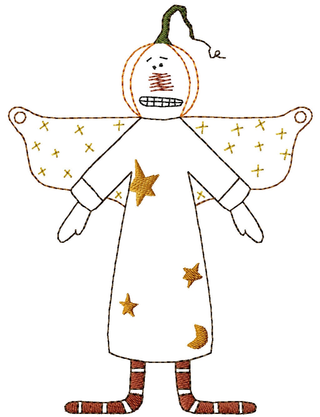 Rustic Star Pumpkin Machine Embroidery Design