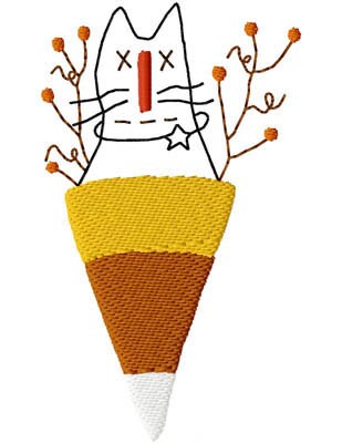 Candy Corn Cat - Machine Embroidery Design