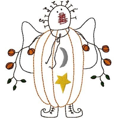 Pumpkin Girl Machine Embroidery Design