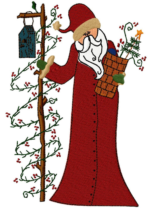 Santa w/Birdhouse - fill Machine Embroidery Design