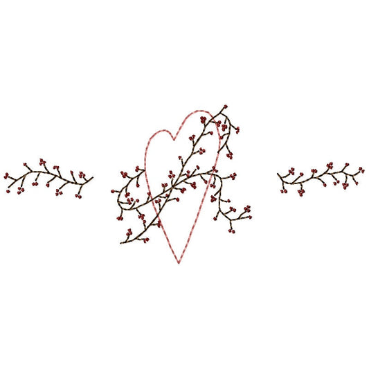 Heart with Vines Machine Embroidery Design