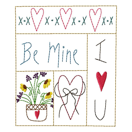 Valentine Sampler Machine Embroidery Design