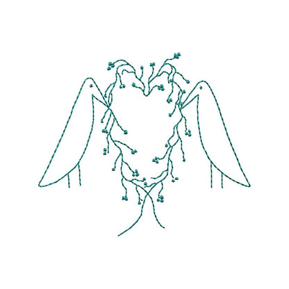 Crows w/Heart Vine Machine Embroidery Design