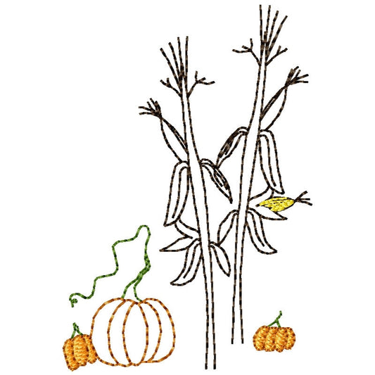 Corn Harvest Machine Embroidery Design