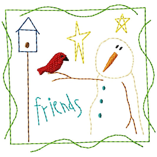 Friend Snowman Embroidery Design