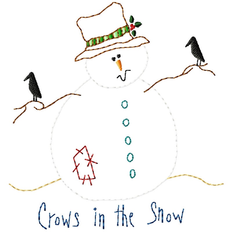 Crows in the Snow - outline Machine Embroidery Design