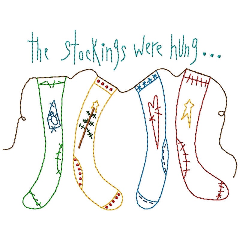 Stockings were hung - outline Machine Embroidery Design