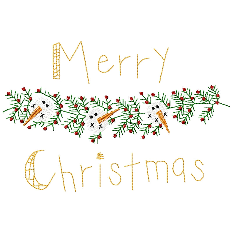 Merry Christmas Snowman Machine Embroidery Design